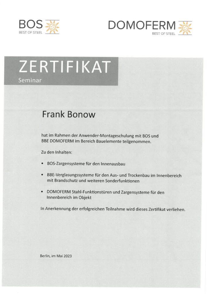 Zertifikat Frank 2
