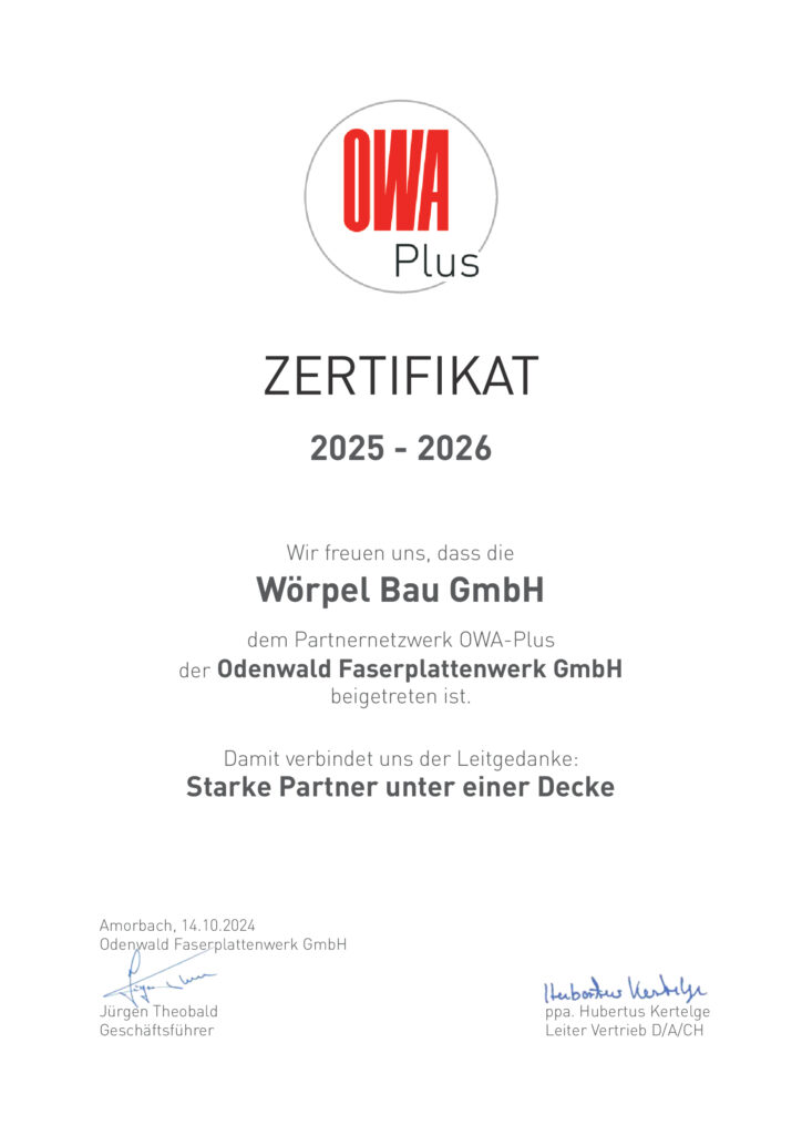 Wörpel-Bau-GmbH-Berlin-OWAplus-Zertifikat OWA Plus Wörpel Bau Berlin