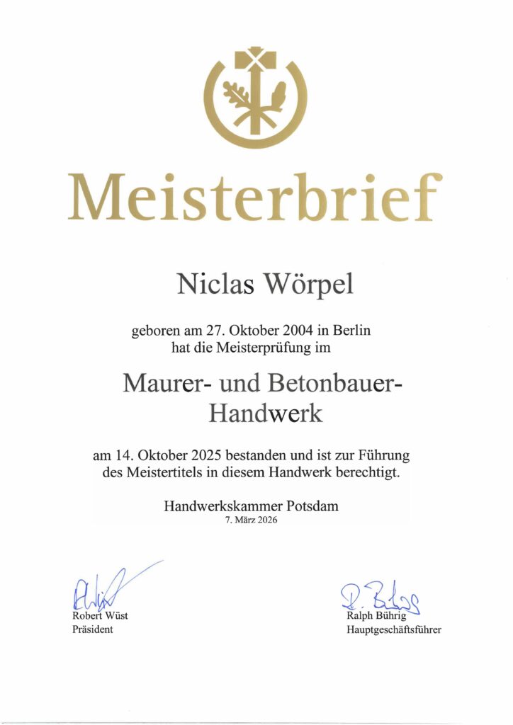 Meisterbrief Meisterbrief Wörpel